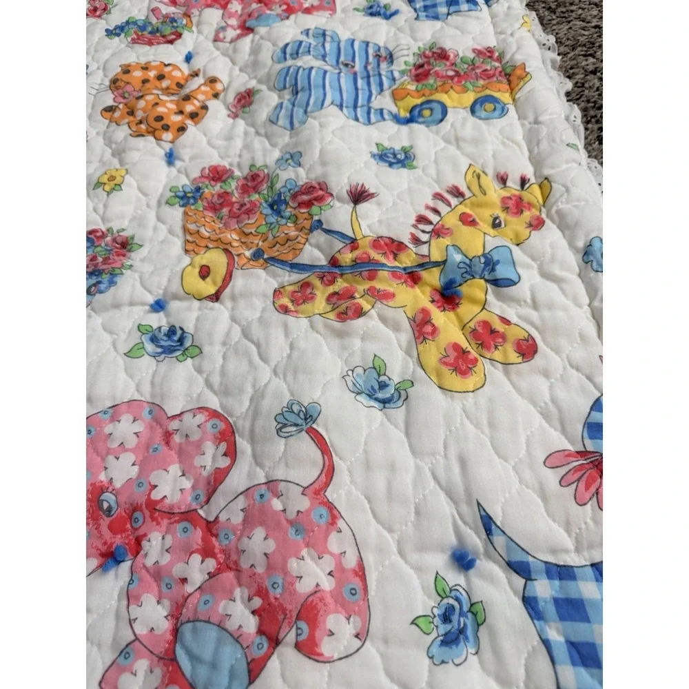 Vintage Baby Crib Quilt Blanket 48 X 26